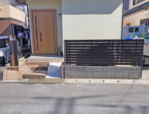 松戸市　自転車スロープ、機能門柱とフェンスの工事（O様）【柏十余二店】　